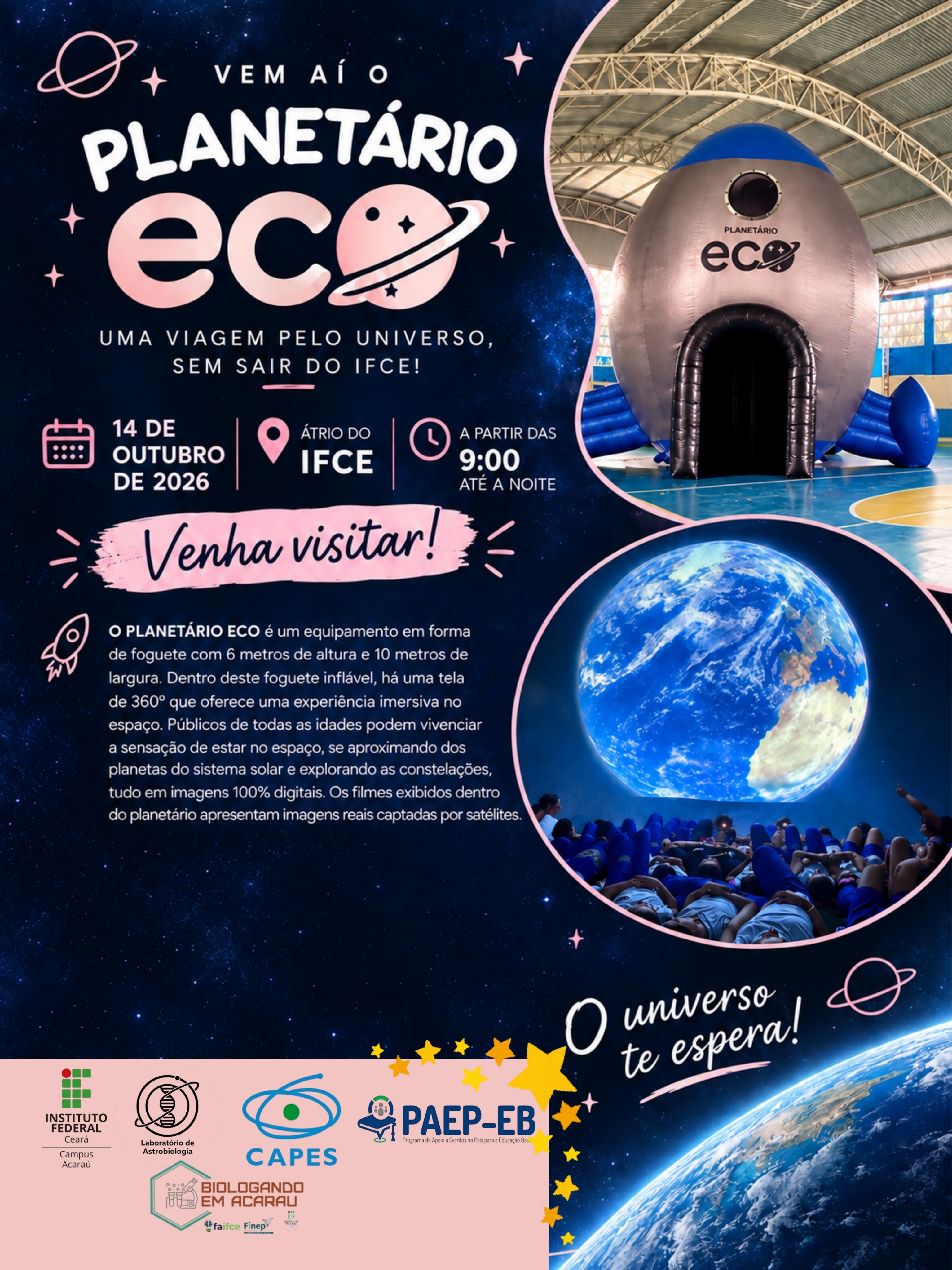 Sessões do Planetário ECO e abertura do I ENEASTRO no IFCE Campus Acaraú